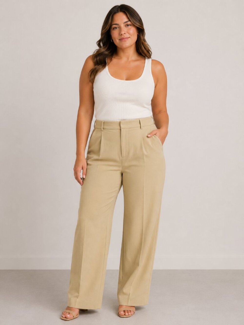 a‎ new day Beige Straight-Leg Women's Trousers